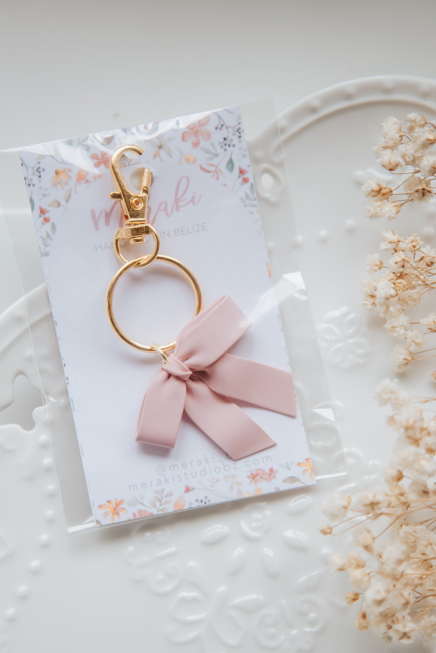 Pink Bow Keychain