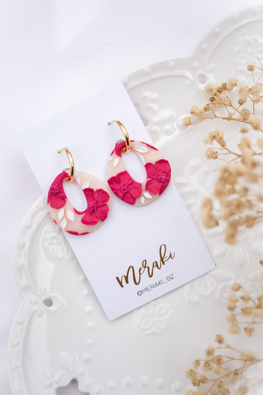 Oval (bright pink florals)