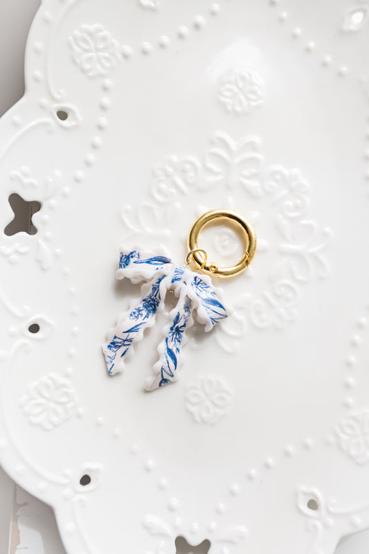 Blue print Bow Keychain